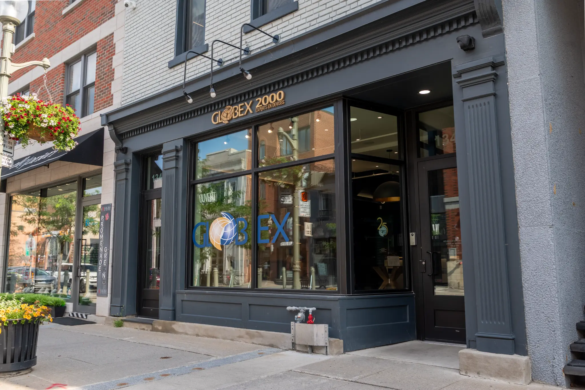 Completed commercial storefront and entrance