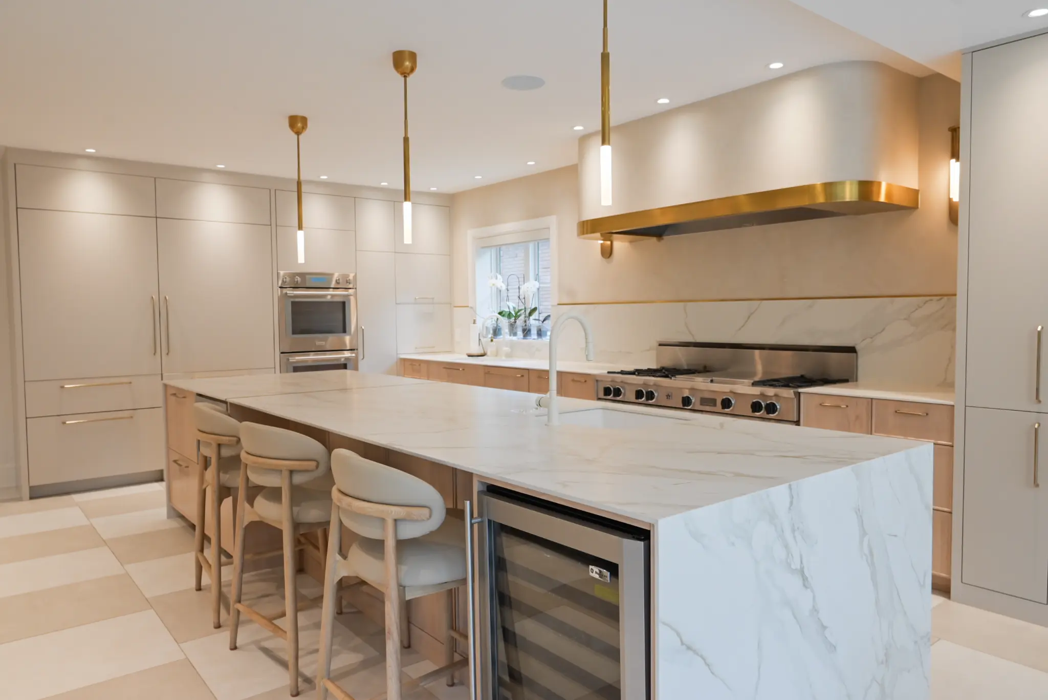 Refined residential interior with custom kitchen finishes